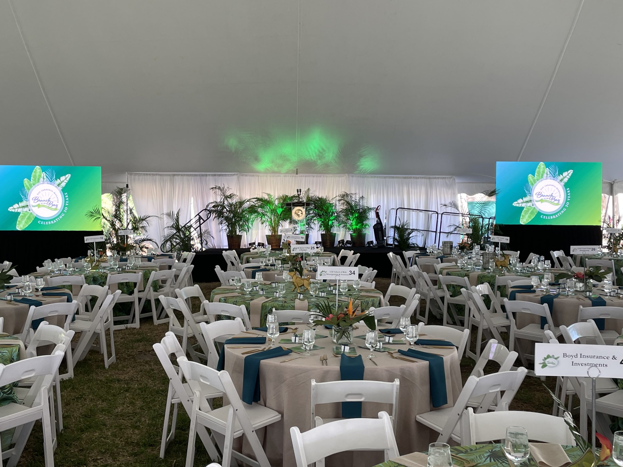 an event space with many decorated tables